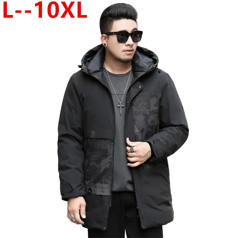 Мужская Зимняя парка большого размера 10XL 8XL 6XL 5XL длинная куртка с капюшоном