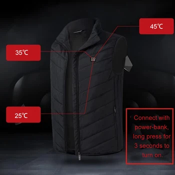 

USB Back Neck Electric Heating Vest Warm Vest for Fsihing Hunting Men's Sleeveless Cotton Jacket Heated Outdoor Heating Clothing