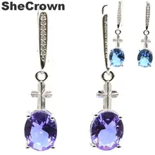 34x8 мм классические женские серебряные серьги с меняющими цвет александрит и Топаз CZ
