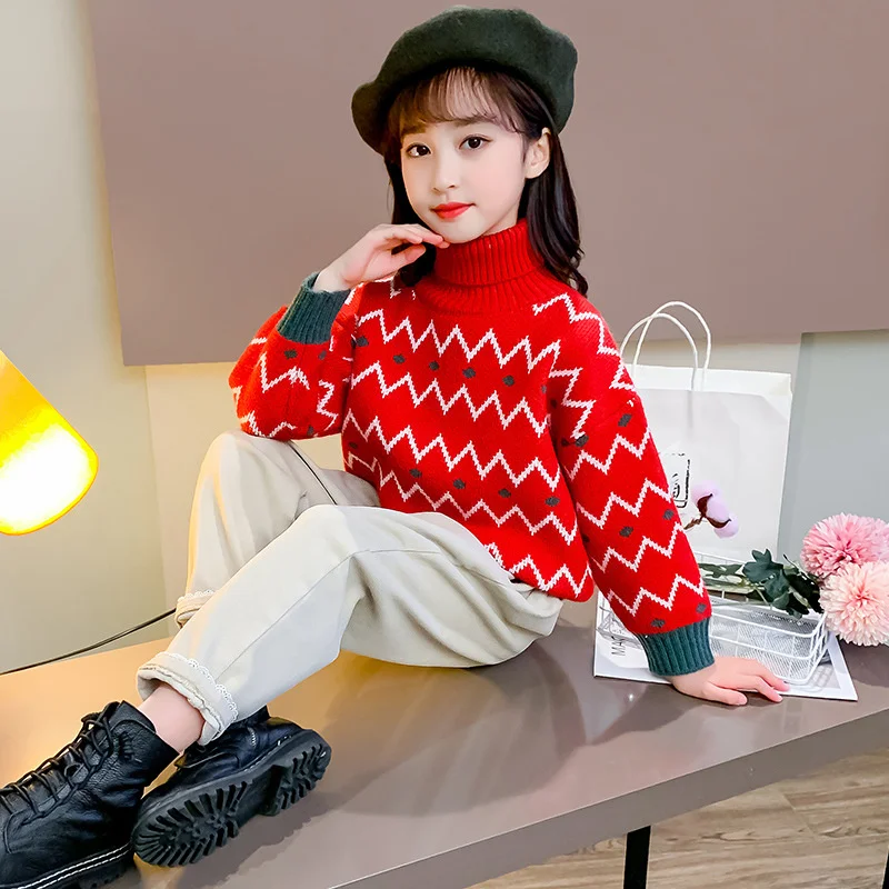 

Girls Boys Sweater Kids Coat Outwear 2022 Weaves Plus Velvet Thicken Warm Spring Autumn Knitting Wool Cotton Vetement Enfant Ch