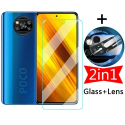 2in1 Screen Protective Glass for Xiaomi Poco X3 NFC Pocof3 F3 F1 Tempered Protector Camera Lens Film on Pocox3 X 3 Pro F M F3 M3