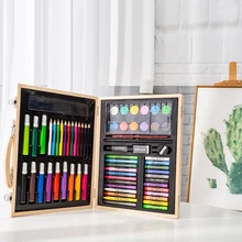 66 шт. детский набор для художественной живописи Акварельная Ручка Карандаш Кисть маркер деревянная коробка для детей канцелярские принадлежности для студентов подарок