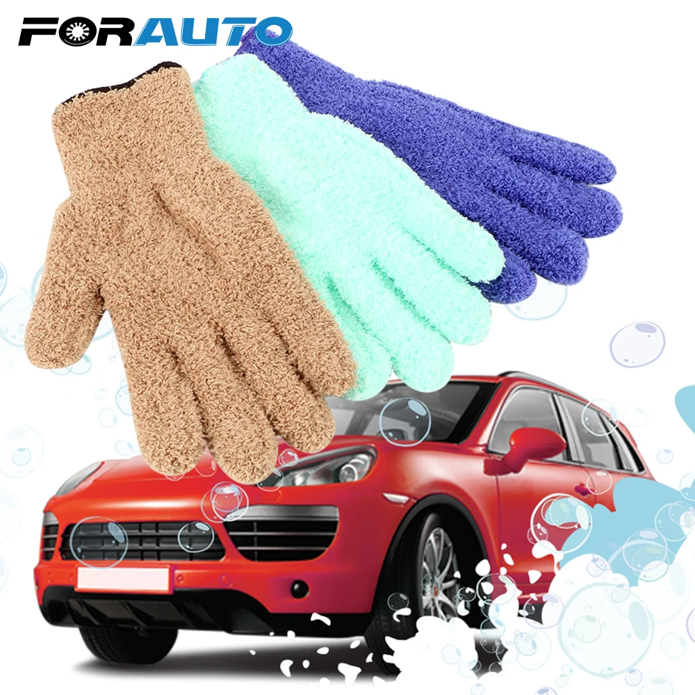 

FORAUTO 1PC Car Wash Gloves Car Detailing Dust Removal Gloves Coral Velvet Knitted Washing Gloves Cleaning Tool Car Accessories