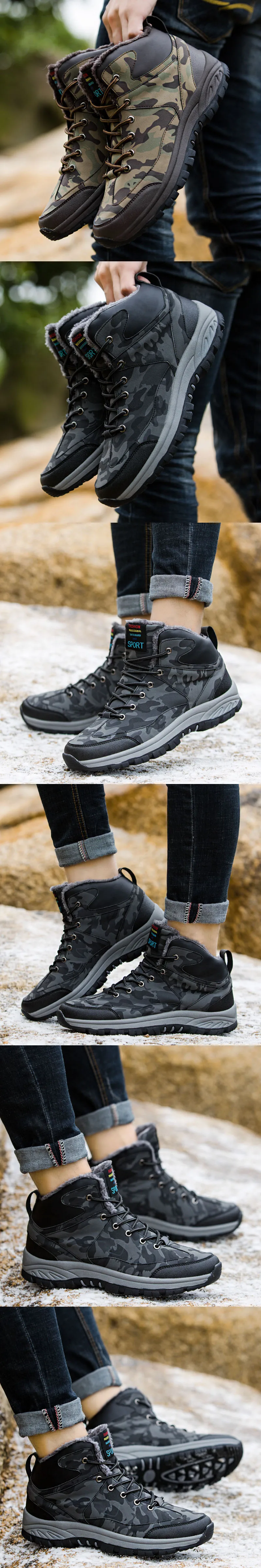 LINGGE/брендовые кожаные зимние водонепроницаемые мужские ботинки; зимние ботинки на меху; плюшевые теплые мужские повседневные ботинки; кроссовки; уличные ботинки