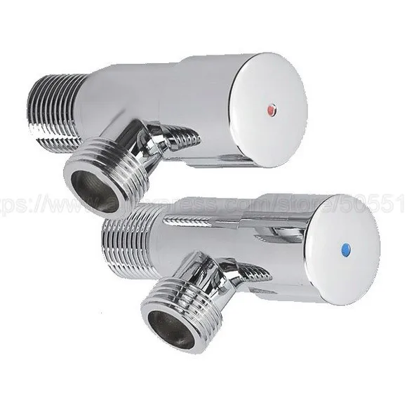 2Pcs 1/2" Male Bathroom Angle Stop Valve Polished Chrome Valves