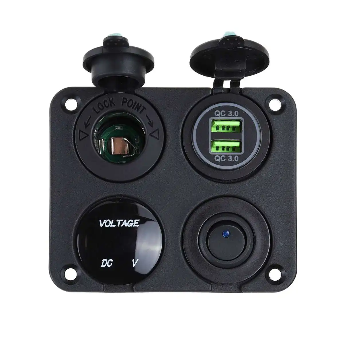 4 в 1 18 Вт двойной USB Quick Charge QC3.0 12 в автомобильный переключатель прикуривателя USB зарядное устройство вольтметр светодиодный переключатель панель