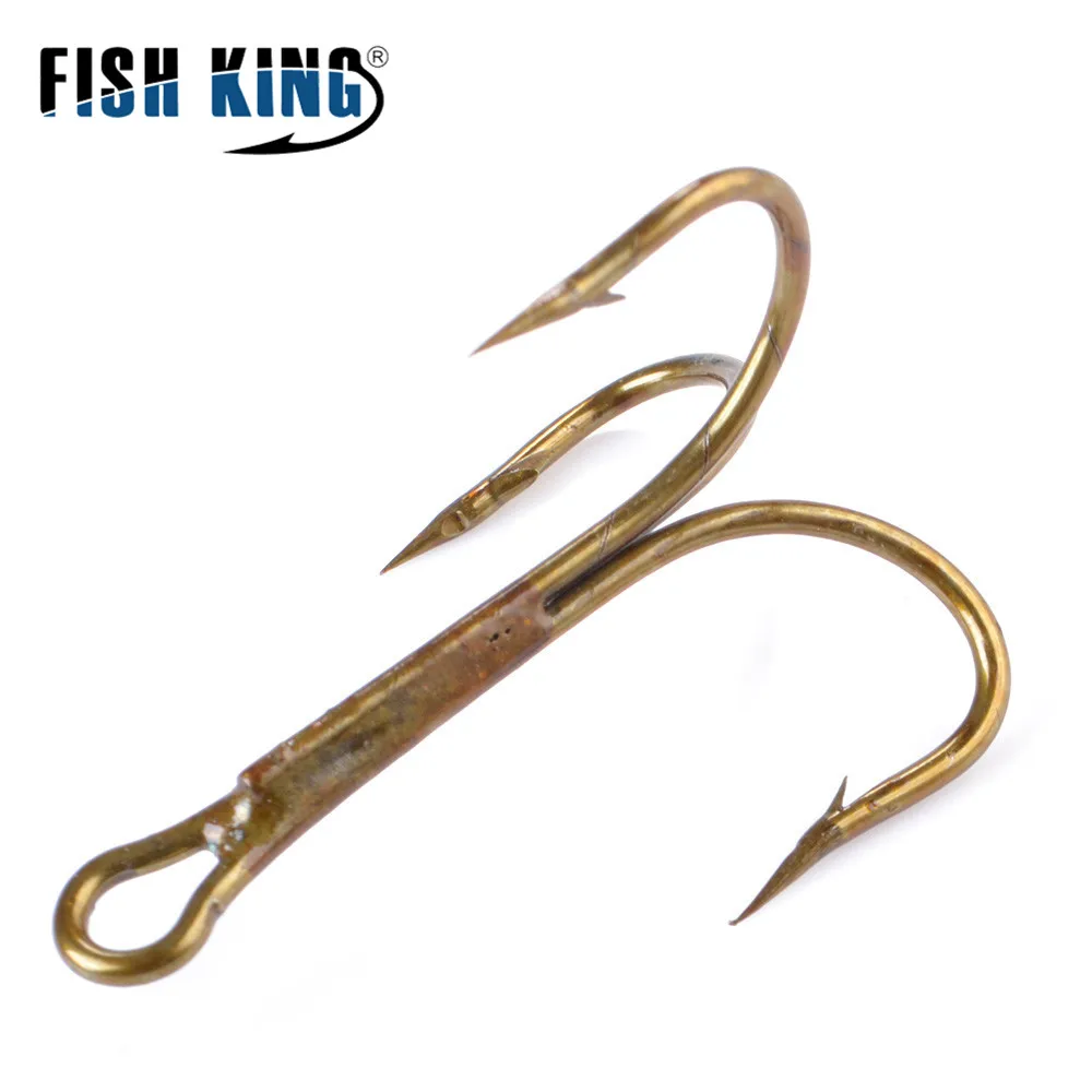 

FISH KING 20pcs/Pack High Steel Carbon Lure Hook Treble Overturned Fishhooks Super Sharp Triple Round Hooks For Bass