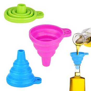 

Collapsible Funnel Set of 3 Food Grade Silicone Gel Foldable Funnel Oil Liquid Powder Transfer Funnel Kitchen Accessories
