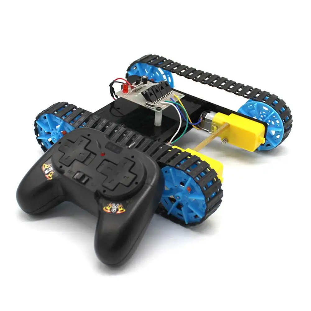 

HobbyLane Kids DIY Assembled Tank Model with Remote Control Handicraft Experiment Material Educational Science Toys