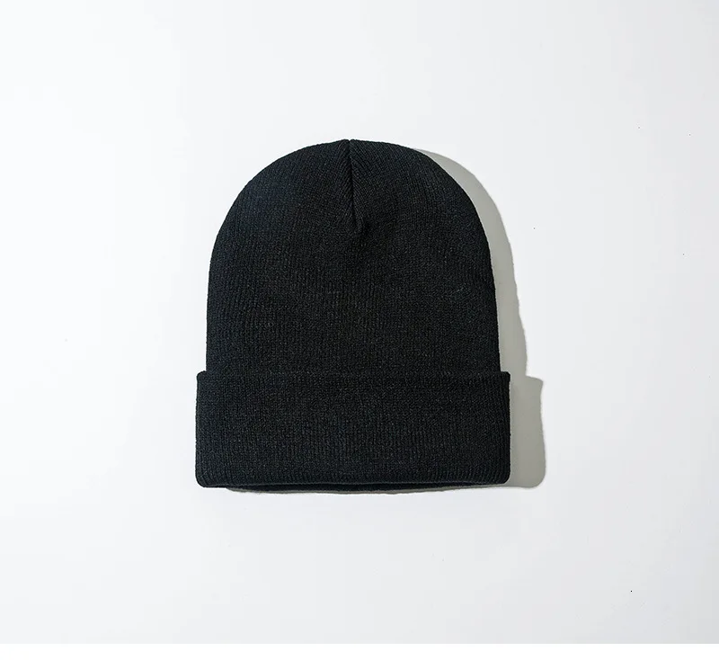 Knitted Hats Woman Solid Color Skullies Beanies Winter Solft Flat Head Cap Warm Wool Hat Male Hip Hop Gorros Hat Beanie