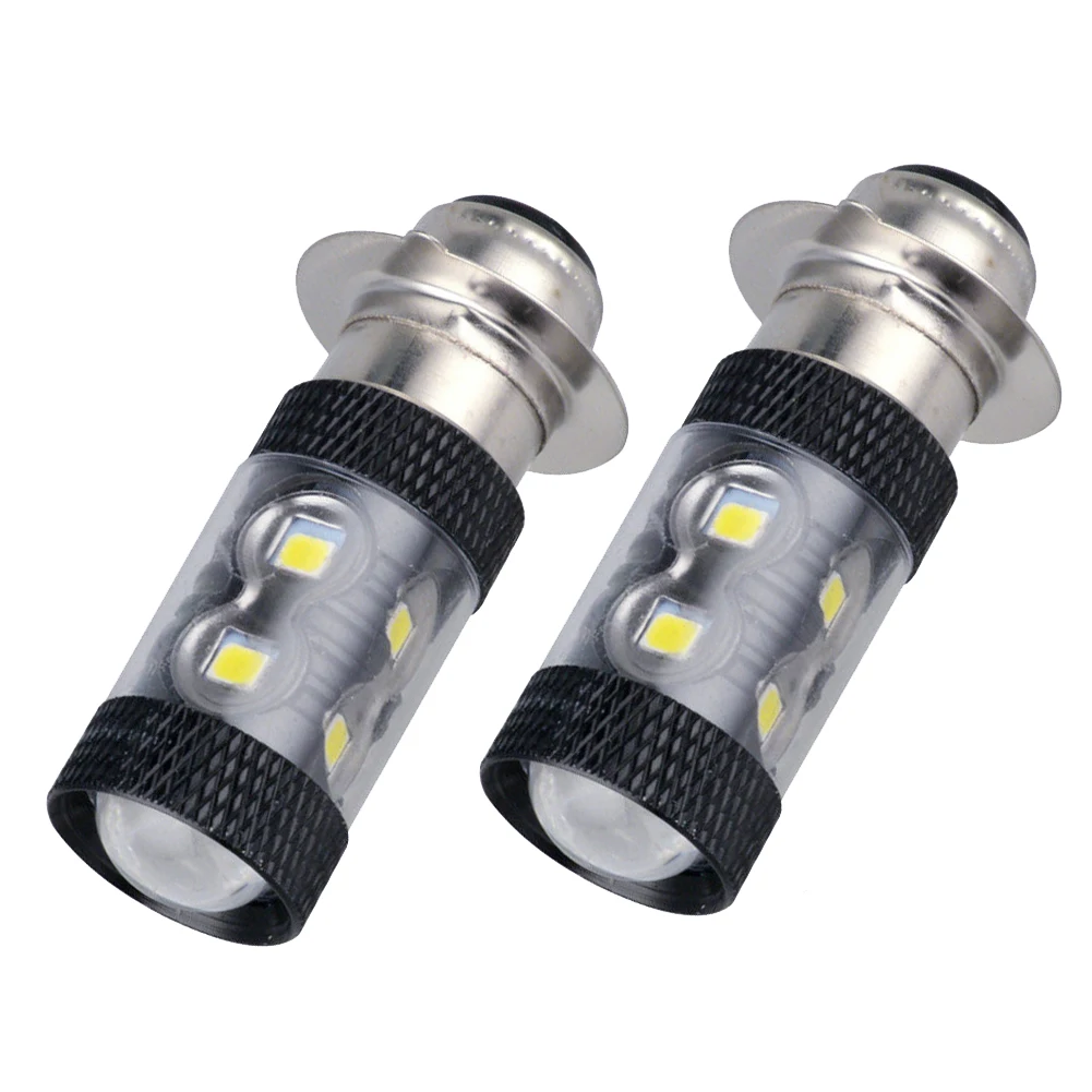 2pcs P15D H6 LED Motorcycle Bike Moped Scooter ATV Headlight Bulb White 6000K Motorbike DRl Daytime Light For Yamaha