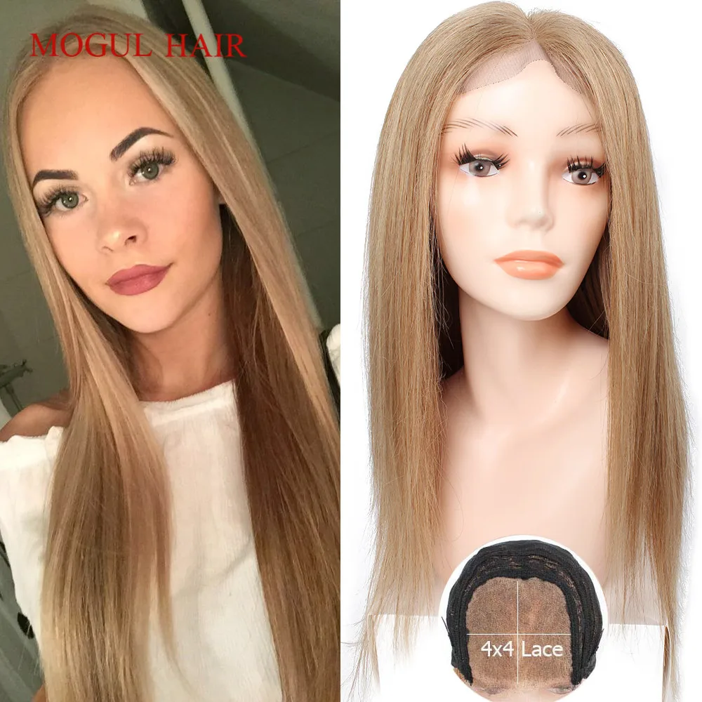 Mogul Hair 4x4 Lace Closure Wig Quality Remy Human Hair Wig #8 Ash Blonde #613 Straight 150% 180% Density Straight 20-26 inch