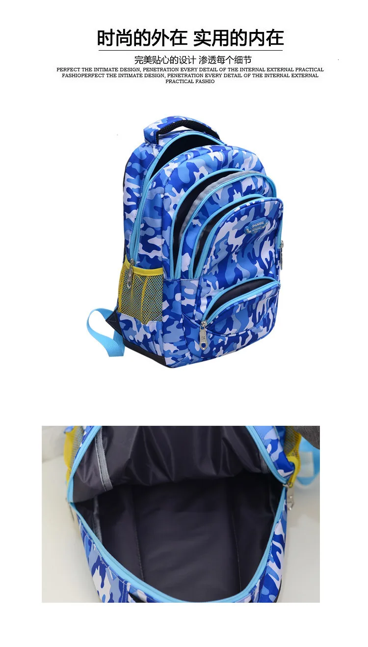 Backpack School Bags boys Orthopedic Camouflage SchoolBag Children kids Primary School Backpacks Waterproof Backpack sac enfant