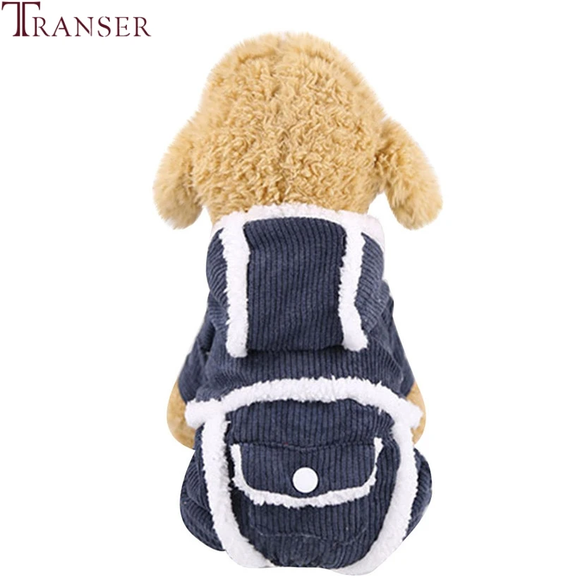 Transer Corduroy Warm Dog Jumpsuit Bib Pants Pet Dog Winter Clothes Pet Hoodies Tracksuits Rompers Small Dog Apparel 910
