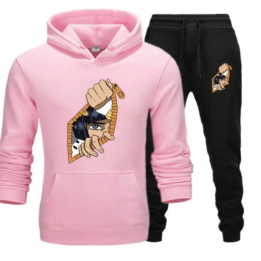 pink hoodie s Мужские комплекты Необычные Приключения толстовки и штаны теплые флисовые спортивные костюмы Прямая поставка толстовки спортивная одежда костюм размера плюс XS-5XL - Цвет: pink hoodie s