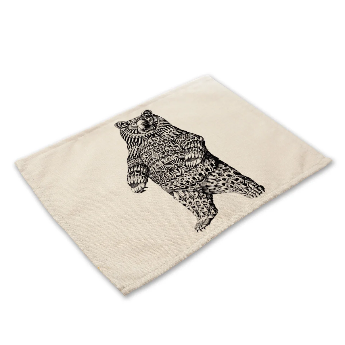 Lychee 42*32cm Sketch Animal Series Placemat Flax Table Mat Anti-scalding Pad DIY Kitchen Decoration Dining Accessories