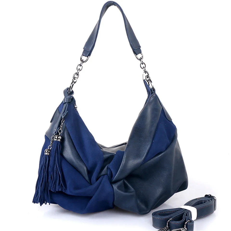 Blue Bag Модная женская сумка-хобо, Высококачественная сумка из нубука, мягкая сумка-шоппер на плечо, модные сумки, женские роскошные сумки, новинка - Цвет: Blue Bag