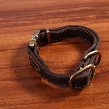 

Adjustable Leather Collar Buckle Necklace Creative Simple Necklace for Pet Cat Dog （Black Size S 24-36cm x 1.5cm)