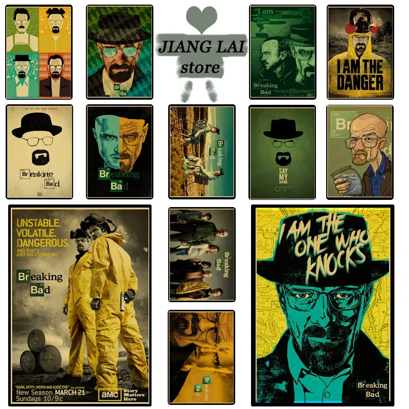 Breaking Bad Posters Movie Vintage Paper Poster Wall Painting  Duvar Tablolar  For Living /Kids Room  coffee bar Home