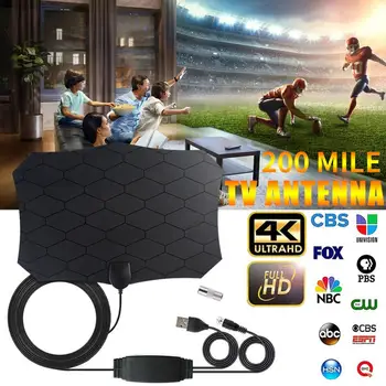 

4K Digital Antenna 200 mile HDTV Aerial Indoor Digital Amplified Antenna indoor TV antenna 28 DBI Signal-Amplifier