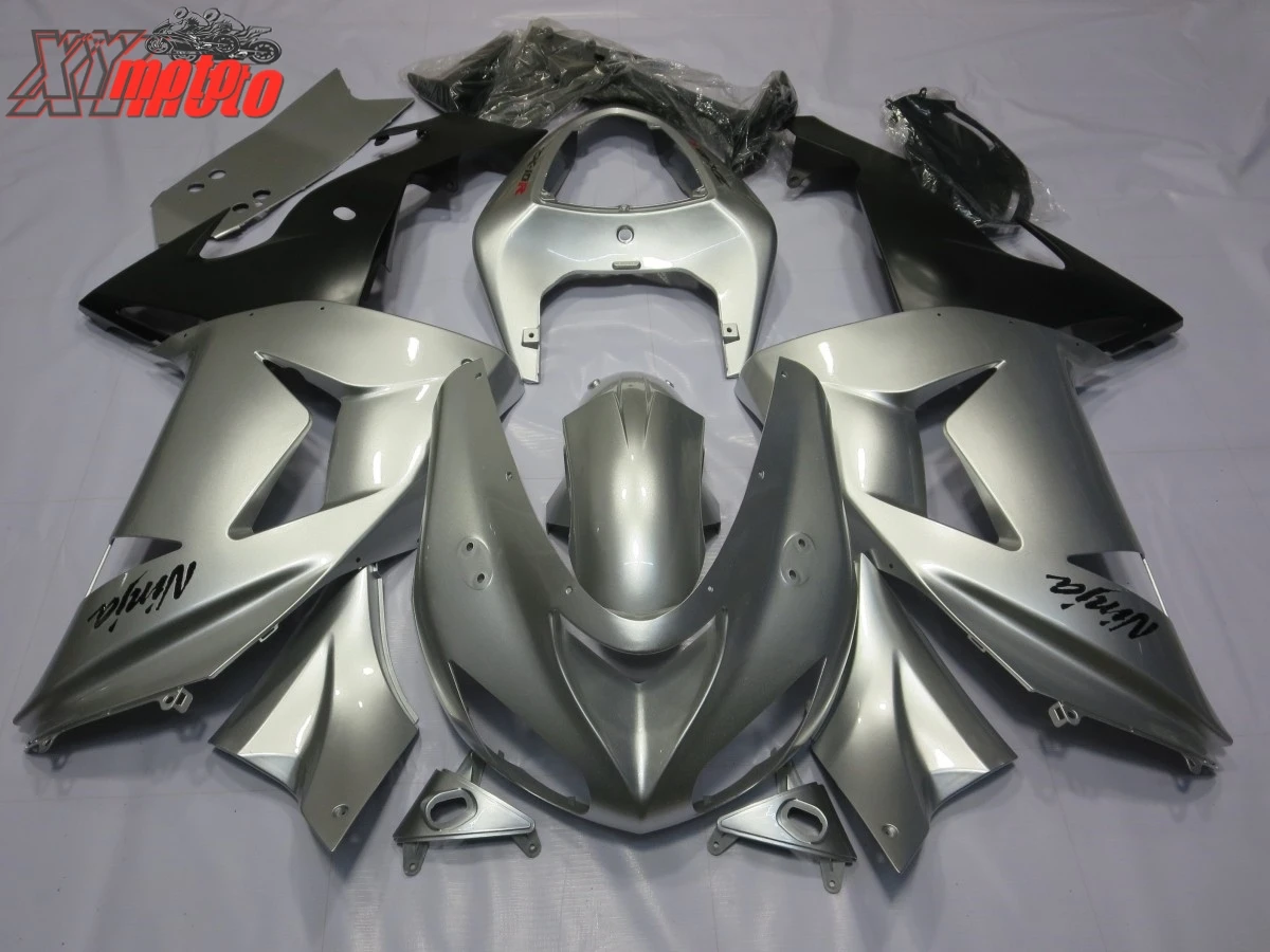 

Motorcycle ABS Fairing Kit For Kawasaki ZX10R 2006-2007 Injection molding Full Fairings ZX-10R 06-07 Gloss Silver Bodyworks