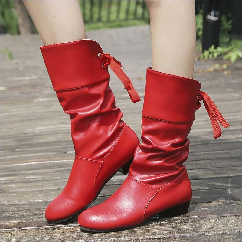 Ruimteschip Bang om te sterven Zijdelings Lederen Laarzen voor Vrouwen Halverwege de Kuit Laarzen Dames Western Laars  Winter Schoenen Vrouw Plus Size 35 43 Botas zwart Rood Wit Mujer|Driekwart  Laarsjes| - AliExpress