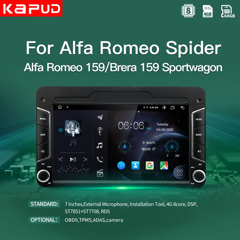 Kapud Android 10 0 Авто Радио 7 &quotстерео Мультимедиа плеер для Alfa Romeo Человека паука/159/Brera