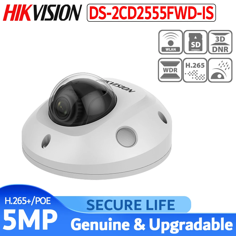 Hikvision DS-2CD2555FWD-IS международная версия 5MP EXIR фиксированная мини купольная Сеть cctv IP камера POE, 10 м IR, H.265, IP66