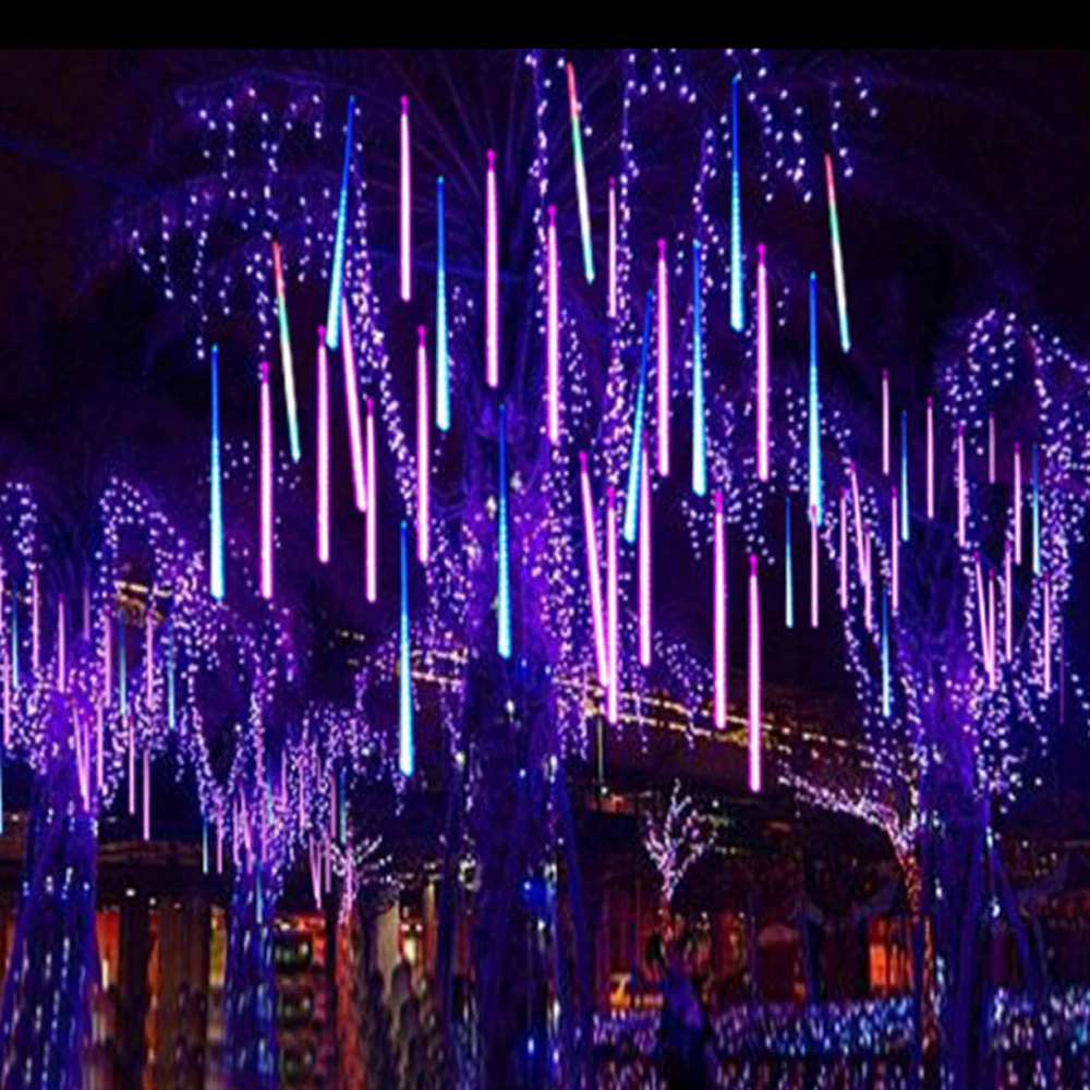 New Year 30-50cm Outdoor Meteor Shower Rain 8 Tubes LED String Lights Waterproof For Tree Christmas Wedding Party Decorat Lamp 4