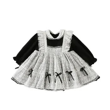 

DFXD Children Clothes Lolita Girls Princess Dress Outfits Bow Lace Patchwork Birthday Party Dress Kids Vestidos Costume 1-5Year
