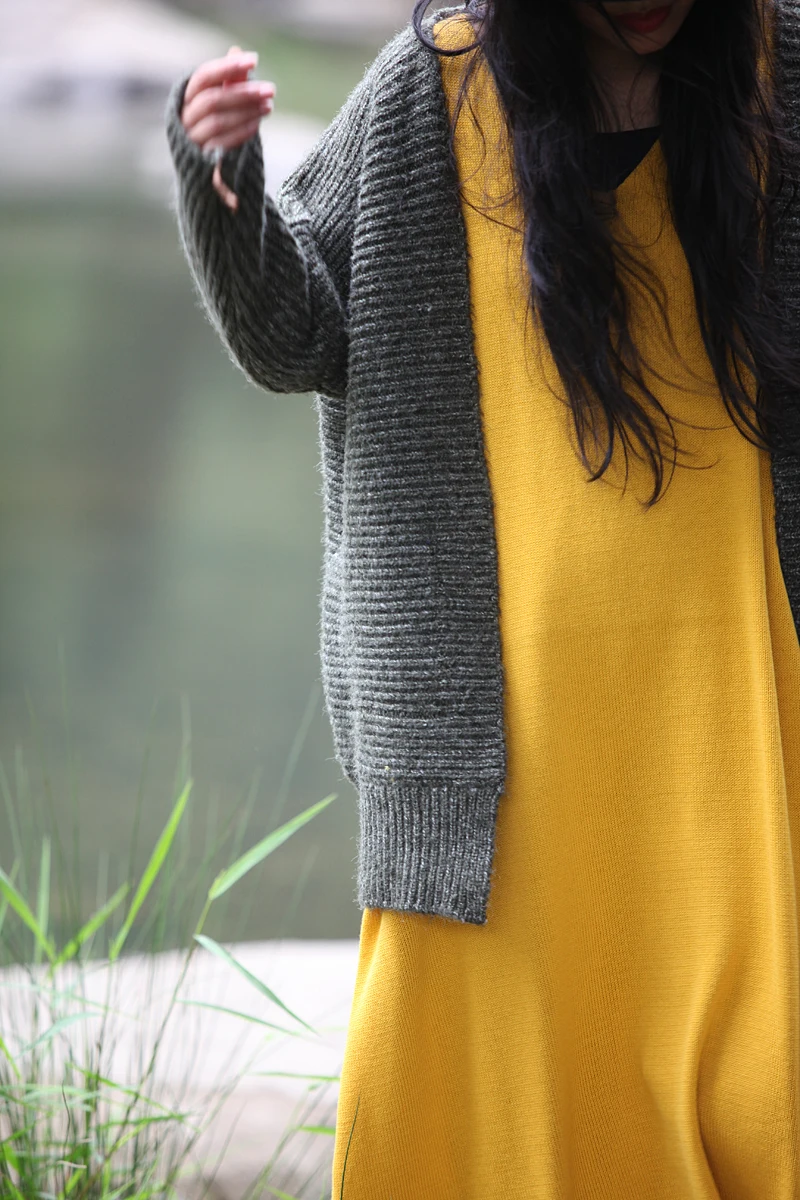 Стиль Mori Girl, хлопковый свитер с v-образным вырезом, Элегантное Длинное Платье-жилет в стиле ретро, свободный халат