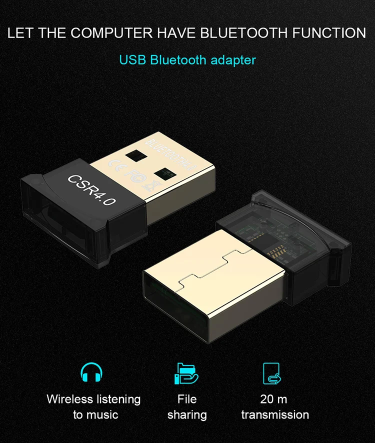 Мини USB Bluetooth адаптер CSR 4.0 Dongle Audio Receiver Беспроводной адаптер для ПК Портативный компьютер с поддержкой Windows 10/8/7/XP