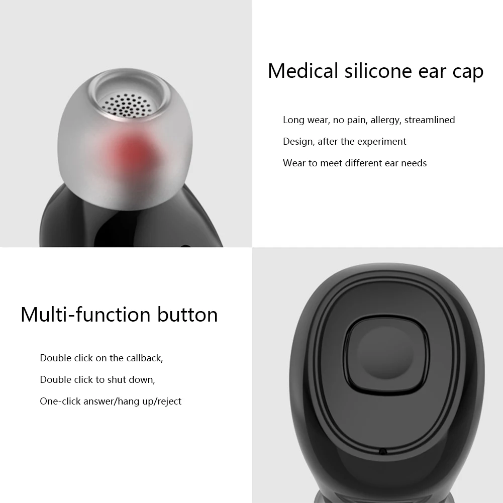 Bluetooth 5,0, регулируемая громкость, свободные руки, USB, портативные беспроводные наушники, водонепроницаемые, мини, сенсорное управление, с зарядным устройством, стерео