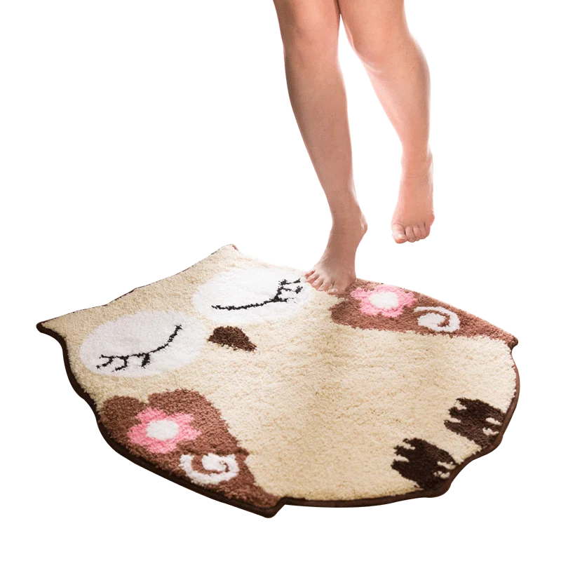 Коврик в форме Совы из мультфильма, коврик для ванной комнаты, Противоскользящий коврик для двери, спальни, кухни, раздвижной дверной коврик, латексный напольный коврик
