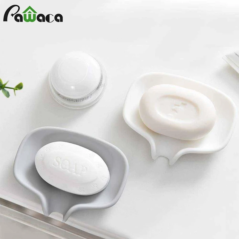 

Silicone Soap Dish with Draining Tray, Bar Soap Holder Container Saver for Shower/Bathroom, Self Draining Waterfall Soap Tray