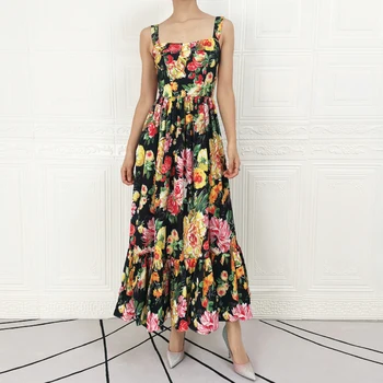 

High-Quality Summer Women'S Vacation Fashion Party Casual Sexy Beach Vintage Elegant Chic Print Sling Long Dress