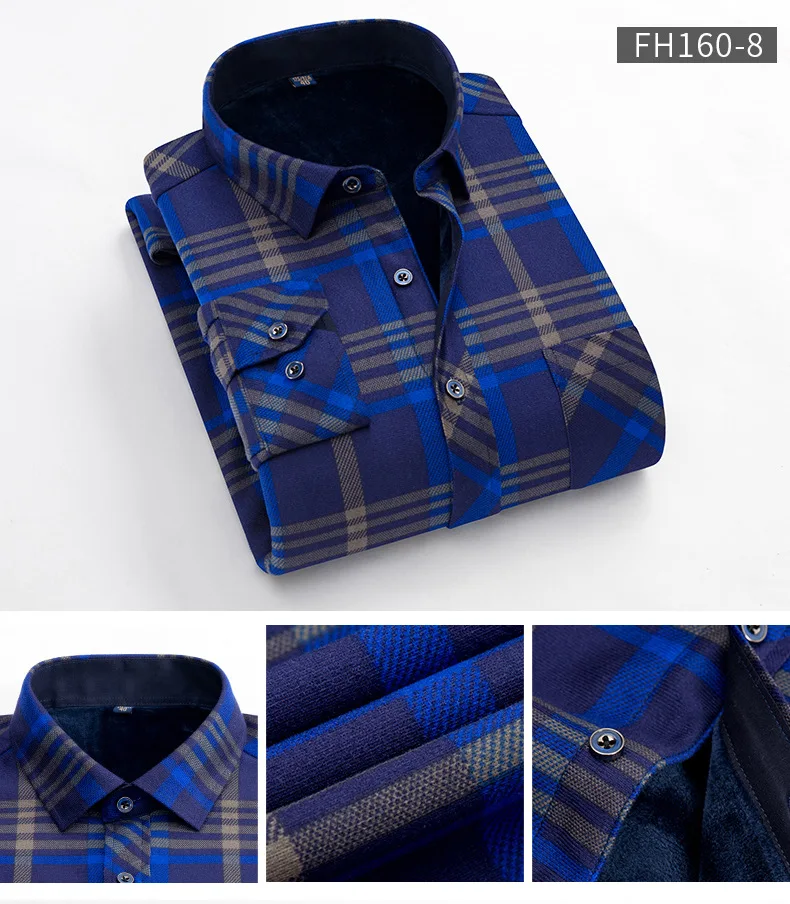 Новое поступление Высококачественная теплая Клетчатая Мужская рубашка Camisa Masculina с длинным рукавом из плотного бархата