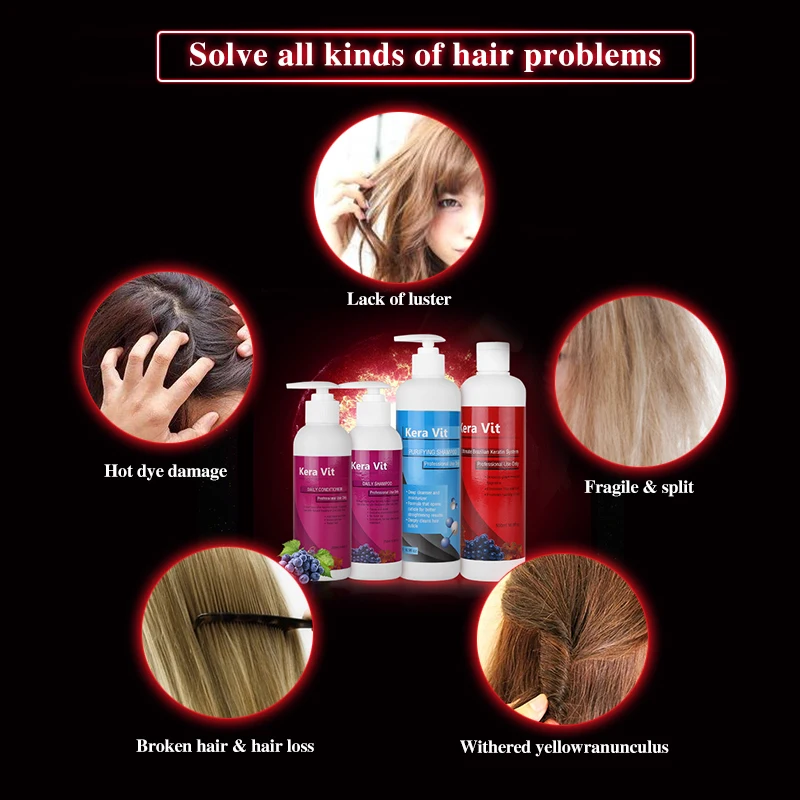 Hair Care 500ml 12% Formalin Keravit Keratin Treatment+500ml Purifying Shampoo+250ml Daily Shampoo+Conditioner Set Hair Care 500ml 12% Formalin Keravit Keratin Treatment+500ml Purifying Shampoo+250ml Daily Shampoo+Conditioner Set