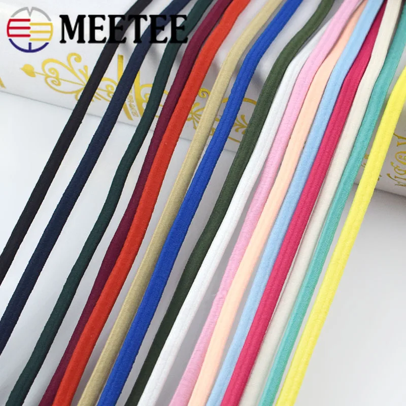 Meetee-banda de goma elástica gruesa, 5/10/20M, 5mm, bandas gruesas, cinta para la cabeza, accesorios para coser Scrapbooking, EB018