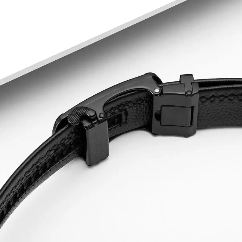 Automatic Buckle Minimalist All Black Belts Top Layer Cowskin Male Business Belt Fashion Jeans Strap Quality Assurance XKS201