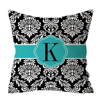 

Geometric Pattern Polyester Decorative Cushion Cover 26 English Letter Prints Black Pillowcase Suite Accessories 45x45cm
