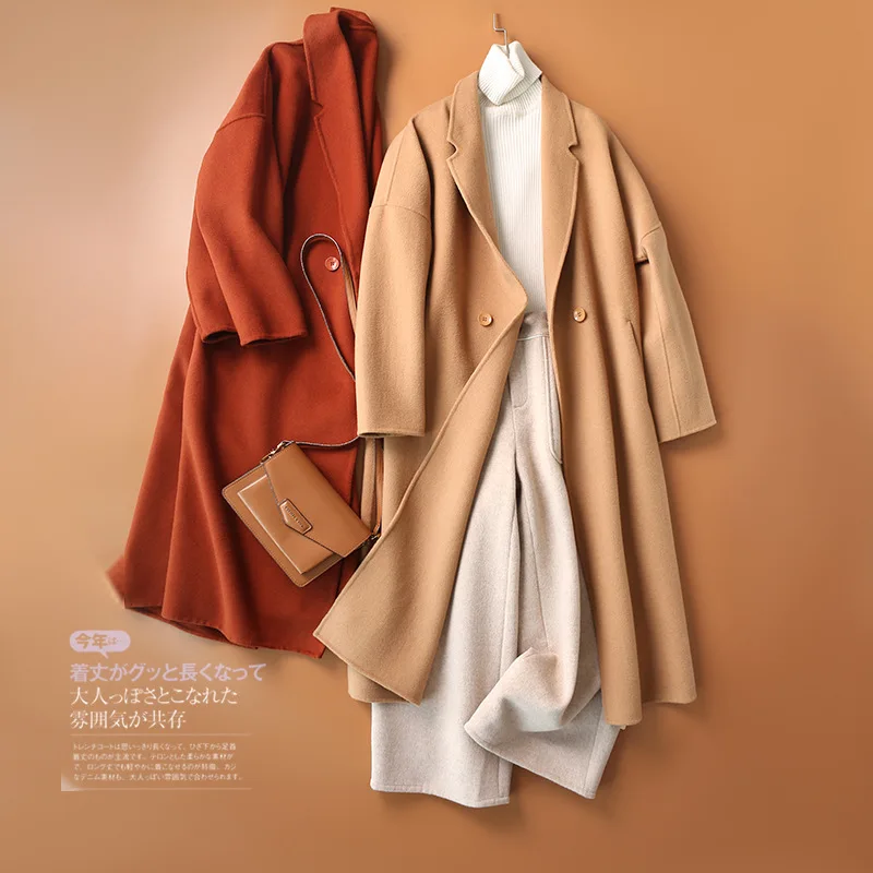 

Yimori High Quality Handmade 100% Woolen Wool Coat Women Long Woolen Coat Women's Clothing Autumn Winter 2020 New Style