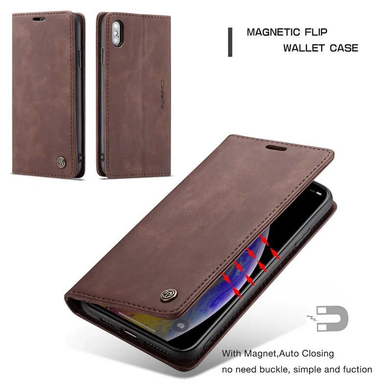 Leather Wallet Flip Case for iPhone X XR XS 11 Pro Max Case Kickstand Phone Cover Fundas for iPhone 7 6s 6 8 Plus Case Coque