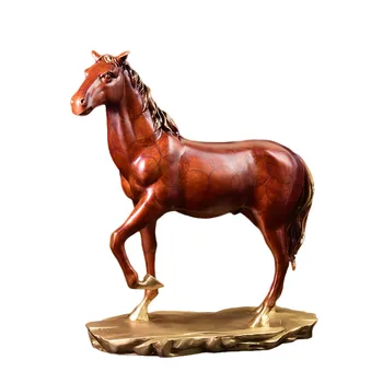 

MOZART Copper Horse Decoration Red Sweat Bmw Landing Horse Home Accessories Living Room Study Accessories Crafts, maroon