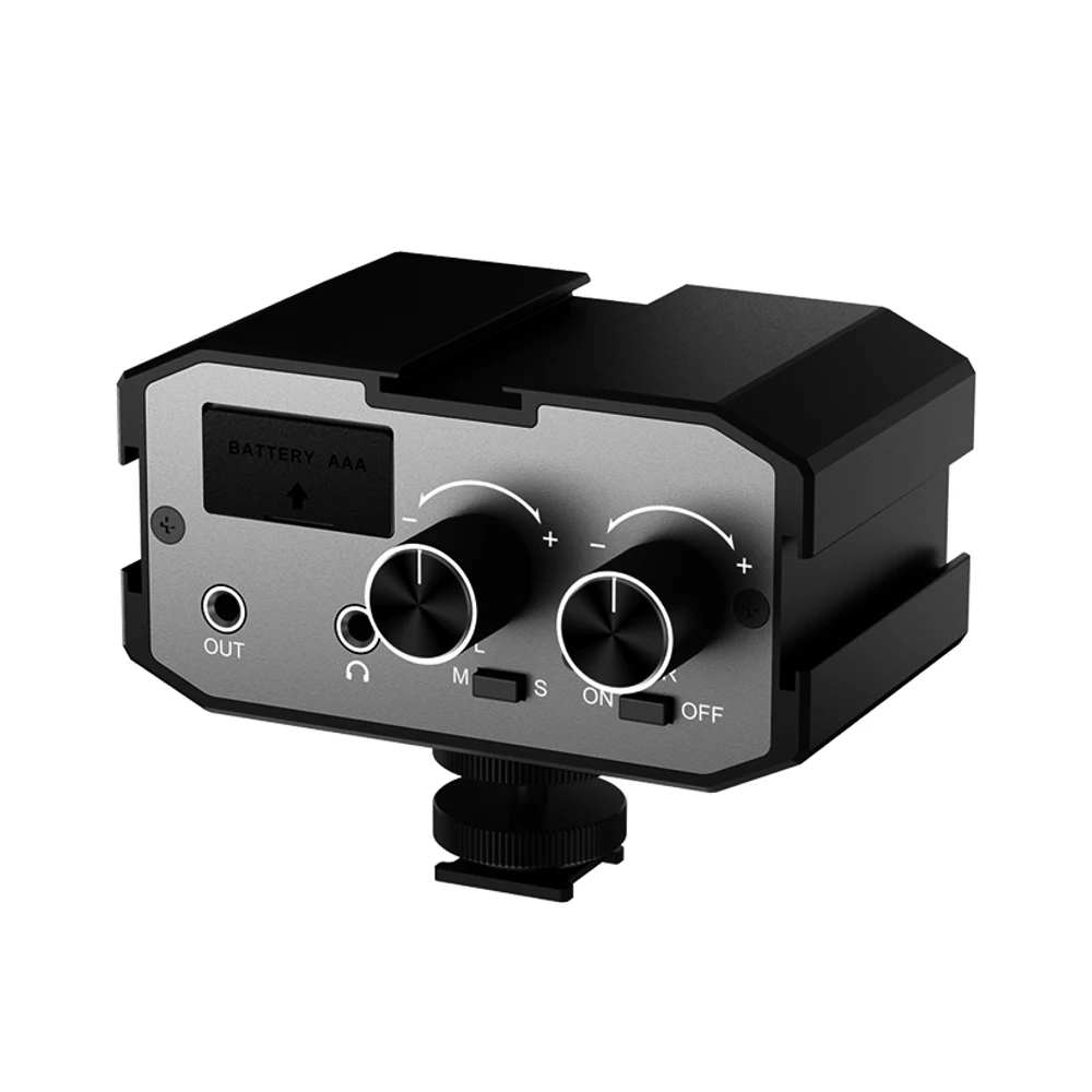 Microfone para Dslr Comica Mono Estéreo Áudio Mixer Adaptador Canon Eos t6 Nikon D3300 Ual Canais Amplificador 3.5mm Jack Cvm-ax1