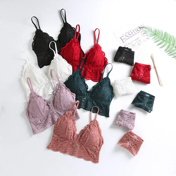 CINOON New Women's underwear Set Sexy Push-up Bra And Panty Sets soft Comfortable Brassiere Sexy Bra Embroidery Lace Lingerie Set (10)