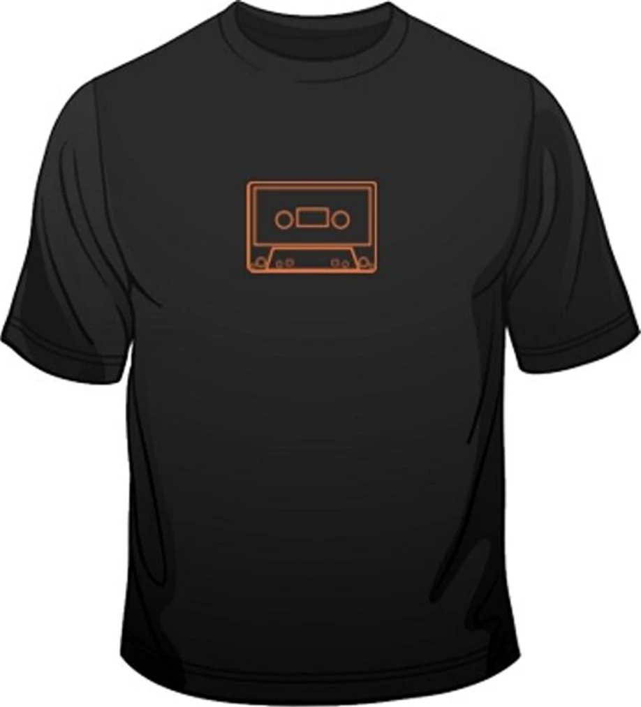 Audio C90 Cassette Tape Fluorescent Print Retro Music Mens Fit 80's T Shirt Funny Design tee shirt |