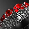 Fashion Enamel Metal Silver Color Rings Unique Fine Jewelry Scarves Red Painted Flower Ring Gifts for Women Girls ► Photo 3/6