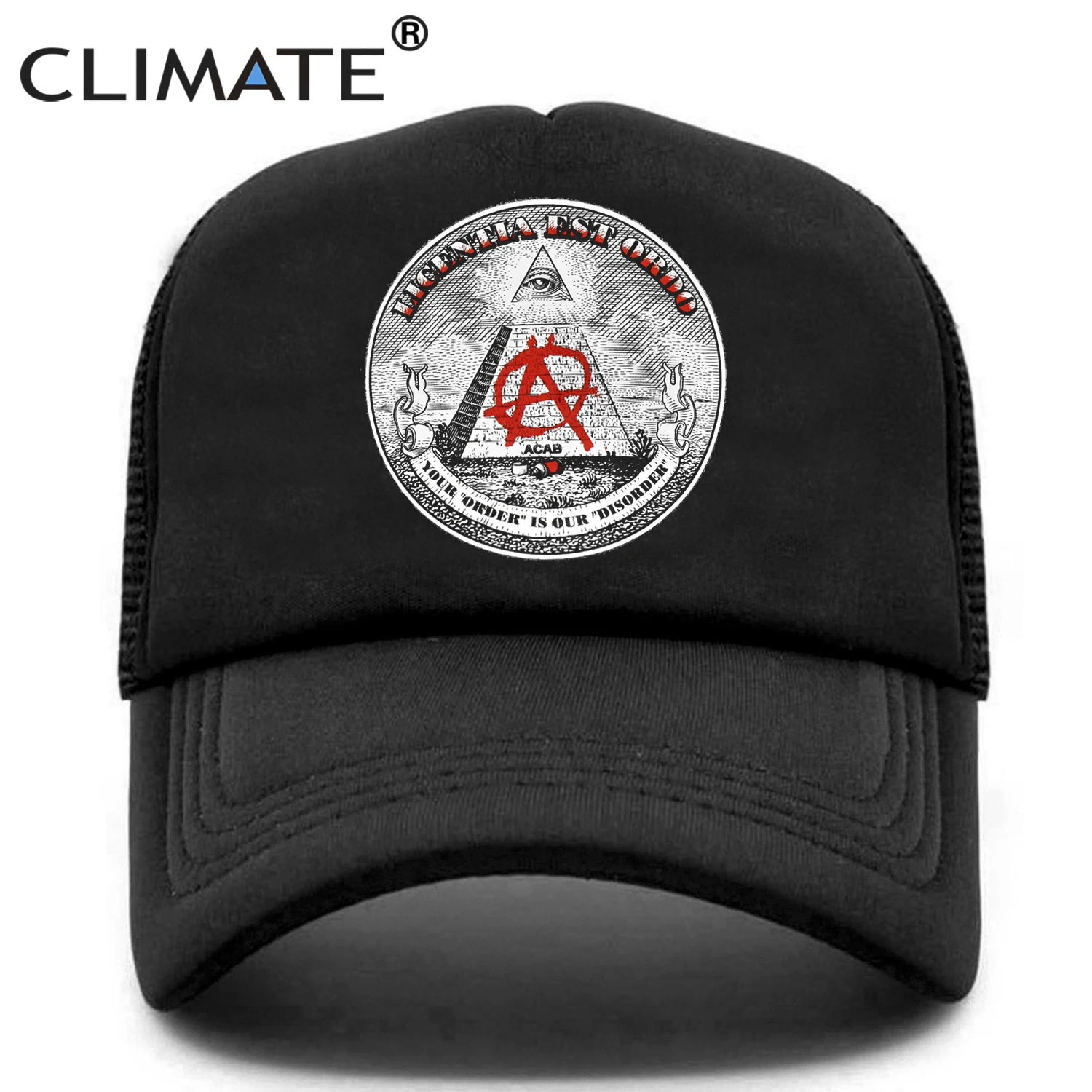 Новинка от CLIMATE кепка анархиста Мужская Кепка-тракер летняя крутая Кепка Черная
