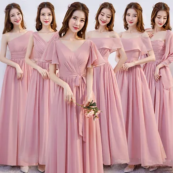 

2019 Sexy Lace Backless Bridesmaid Dresses O-Neck Sleeveless Long Chiffon Wedding Party Formal Gowns Vestidos De Festa